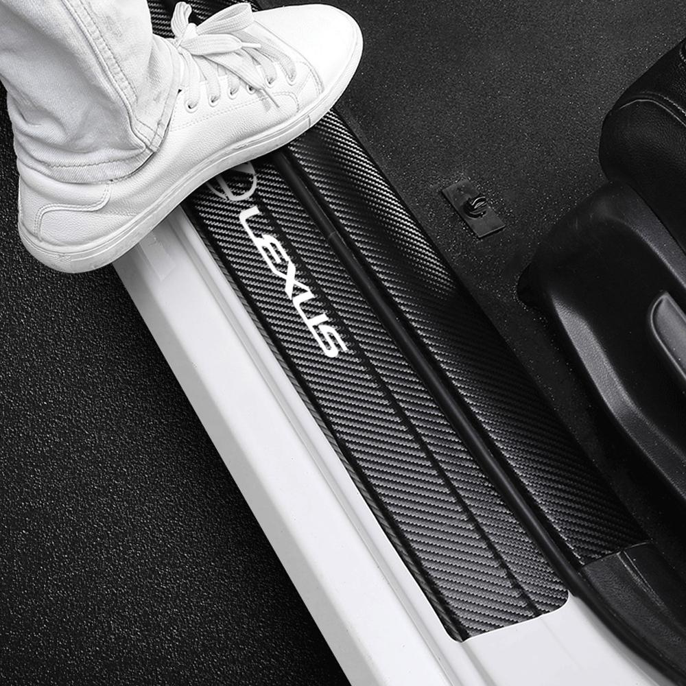 4pcs Carbon Fiber Anti-Scratch Car Door Sill Sticker For Lexus CT200h NX300h RX300 RX330 EX300h F Sport IS RX NX ES LS GS GC GX IT8