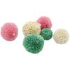 Round Pompom In Blue, Pink, and Beige Wool 20 Pieces