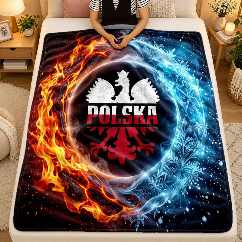 Flannel BlanketPoland Football Warm Soft Throw Blanket for Indoor Sofa Bed Living Room Use