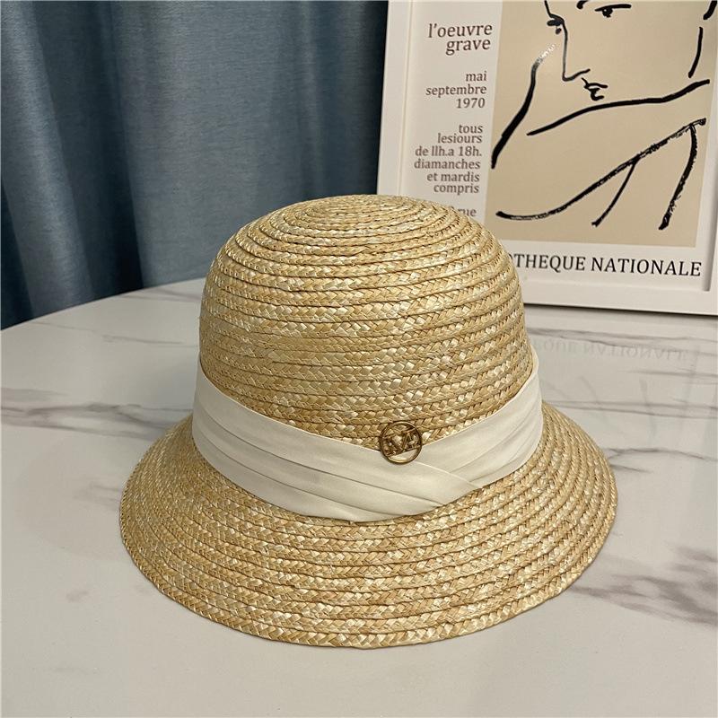 Куполообразная шляпа из соломы с короткими полями, женская, шляпа-колокол «Одри», летняя шляпа от солнца, шляпа-котелок, цилиндр