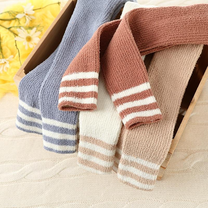 Зимние колготки для девочек, осенние детские термобелье для мальчиков, толстые полосатые штаны, детские теплые милые леггинсы из кораллового флиса, детские аксессуары