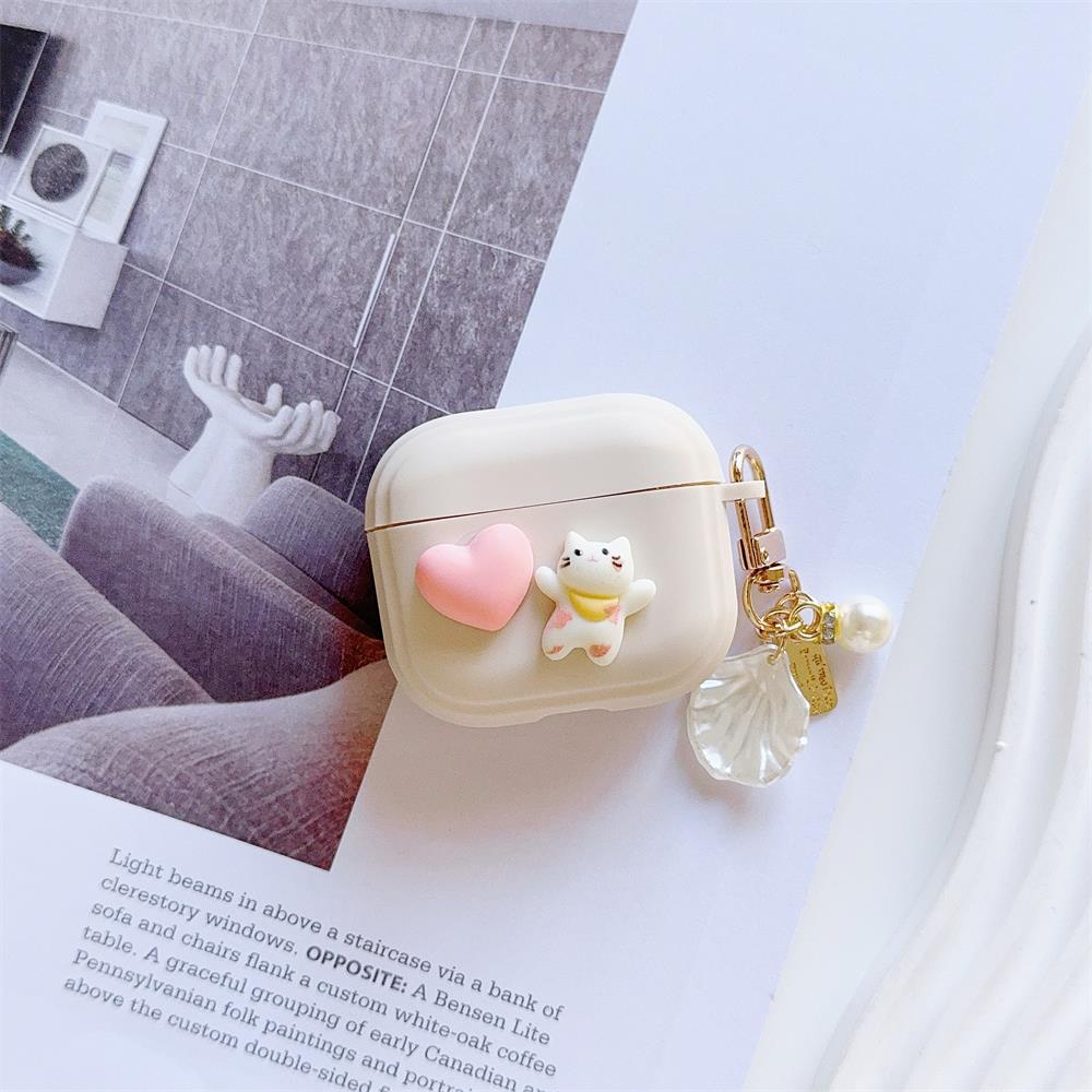 Чехол для наушников Love Милый кот для Airpods Pro 1/2/3 Высококачественный противоударный чехол Мягкий силикон с брелоком Модный
