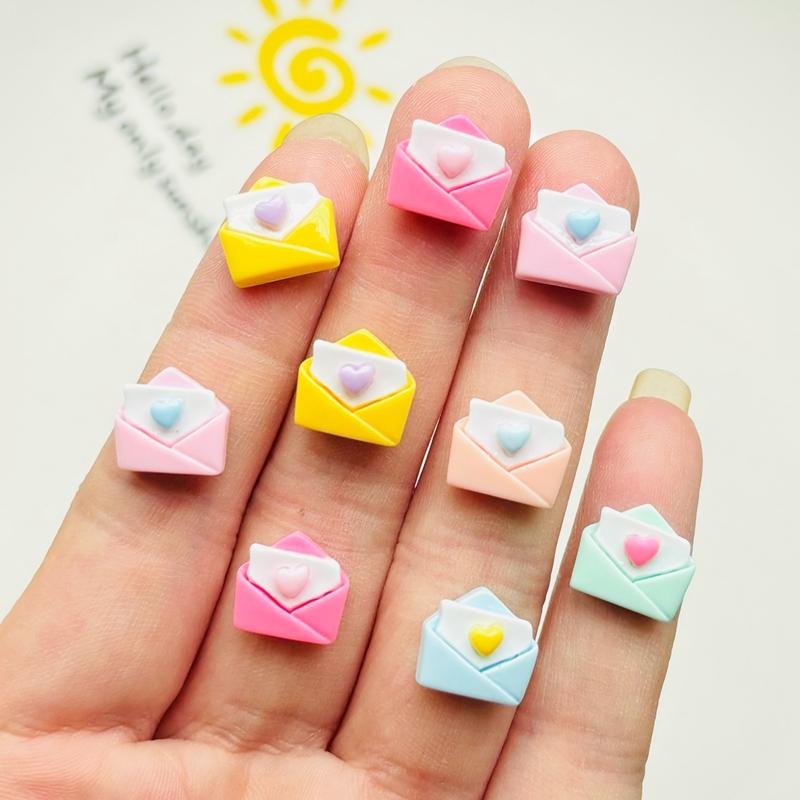 30 Pcs New Resin Cartoon Valentine'S Day Envelope Flat Back Scrapbook Figurine Diy Bow Decor Accessories Crafts A80
