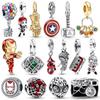 Marvel Spider-Man And Captain America'S Shield Dangle Charm Bead Fit 3Mm Bracelet Necklace Women Pendant Luxury Diy Jewelry Gift