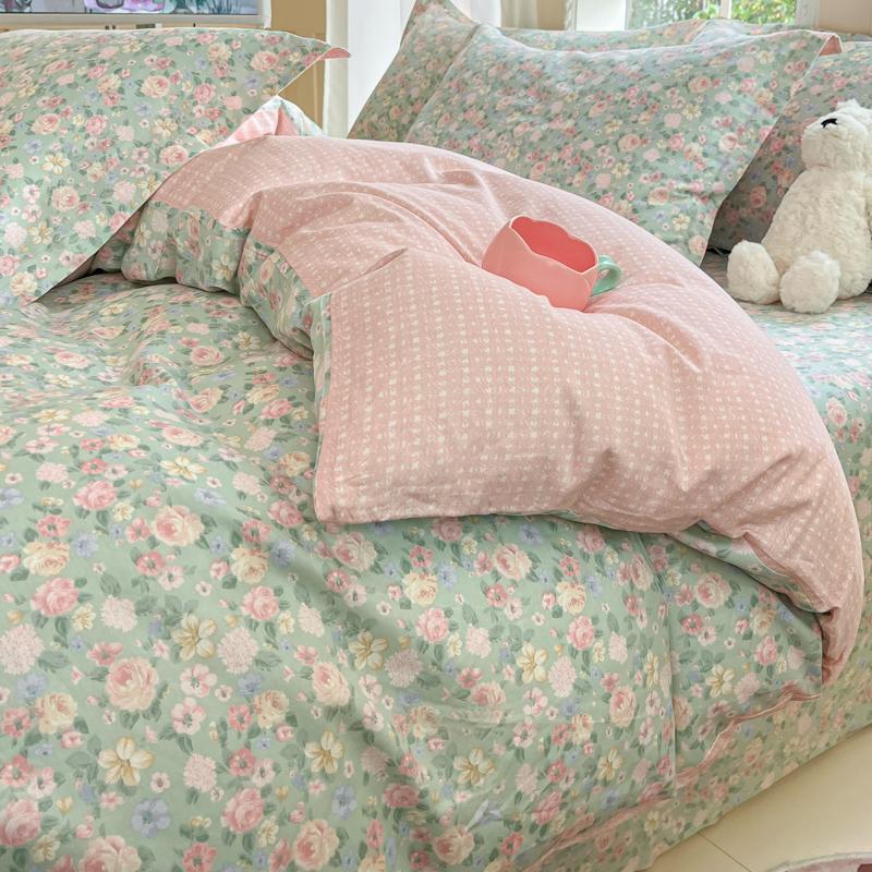 Mei Yun Ge cotton printed small fresh 100% cotton four piece set/single duvet cover