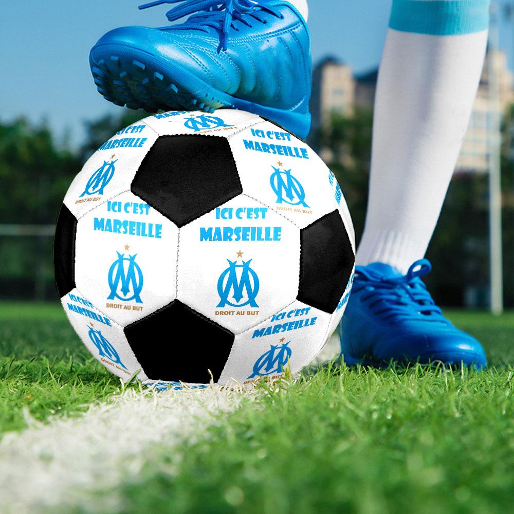 Olympique Marseille Soccer Ball Size 5 Colorful Machine Stitched PVC Competition Ready Durable High-Bounce