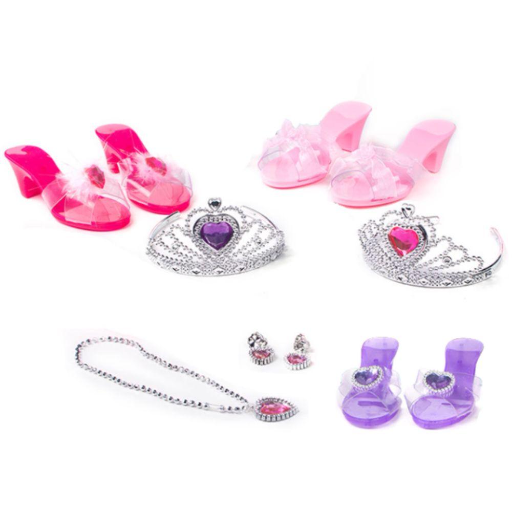 Pretend Play Girls Jewelry Toys Earrings Bracelet Crystal Shoes Toy Halloween