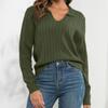IHUASU Women's POLO Neck Twist Sweater Women's Pullover Loose Autumn and Winter Long Sleeve Knitwear