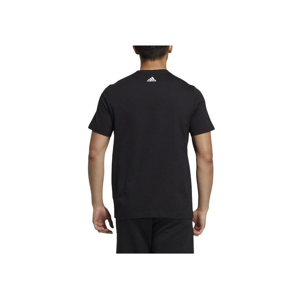 Adidas Спортивная повседневная футболка с логотипом и круглым вырезом, мужские топы, черные HE9912