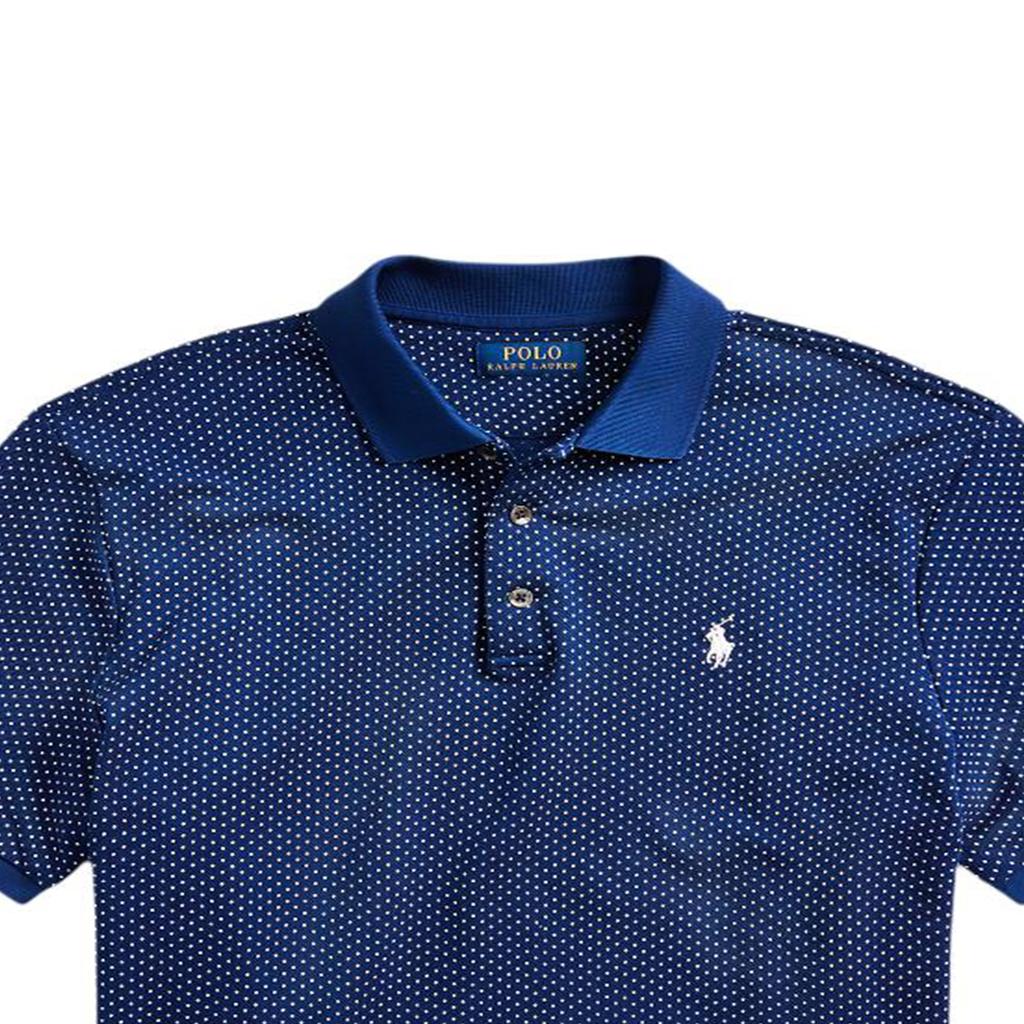 Polo Ralph Lauren Logo Вышитый Slim Fit Рубашка Поло с Коротким Рукавом Мужские Рубашки Поло Синий MNPOKNI1N820596-400