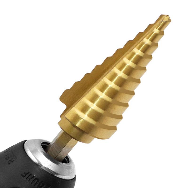 1 шт. 4-22 мм HSS ступенчатое сверло с прямой канавкой, спиральной канавкой, с титановым покрытием, дерево, металл, резак для отверстий 4241, высокоскоростное стальное корончатое сверло