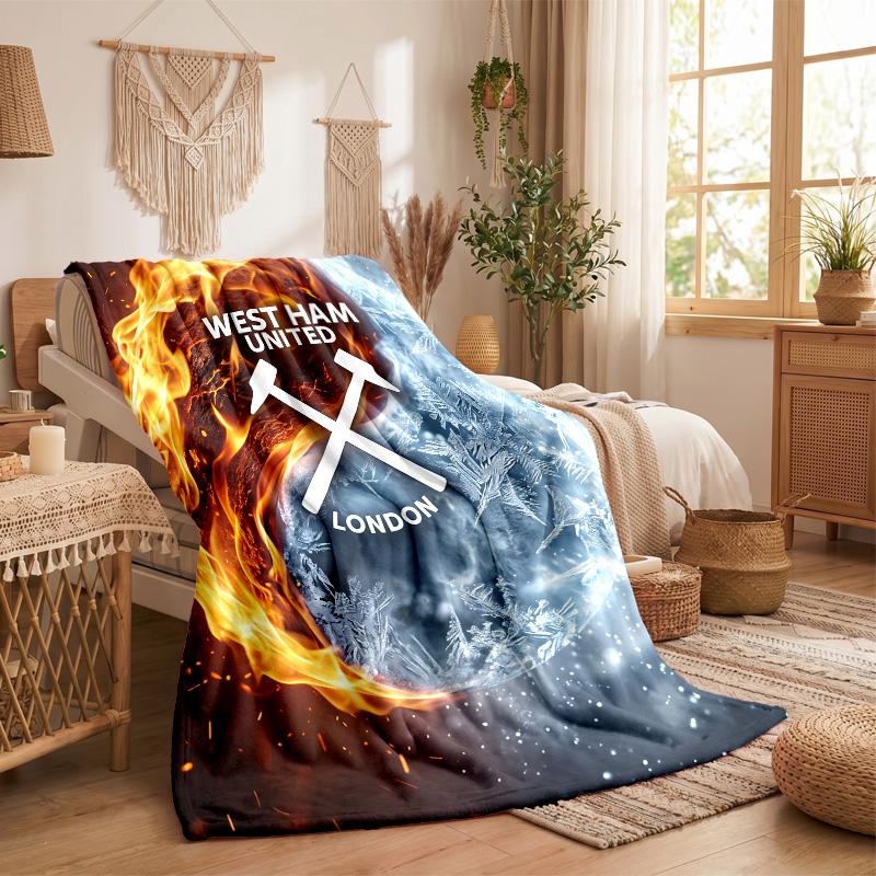 West Ham United Football Print Flannel Blanket Soft Warm Sofa Bed Throw Blanket For Home Office Bedroom