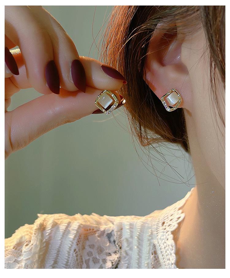 Длинные серьги-бантики из серебряных игл S925 с кошачьим глазом и жемчугом - Ретро и универсальный стиль для женщин