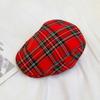 Ретро Клетчатый Берет Хлопковая Ткань Кепка Художника Повседневная Женская Шляпа Художника Работа