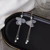 Transparent Resin Flower Petal Long Tassel Earrings Gold Color Alloy Imitation Pearl Rhinestone Dangle Earrings For Women Girls