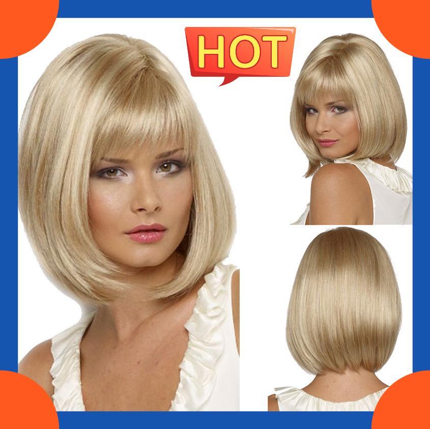 Европейский короткий парик женский модный прямой парик с челкой