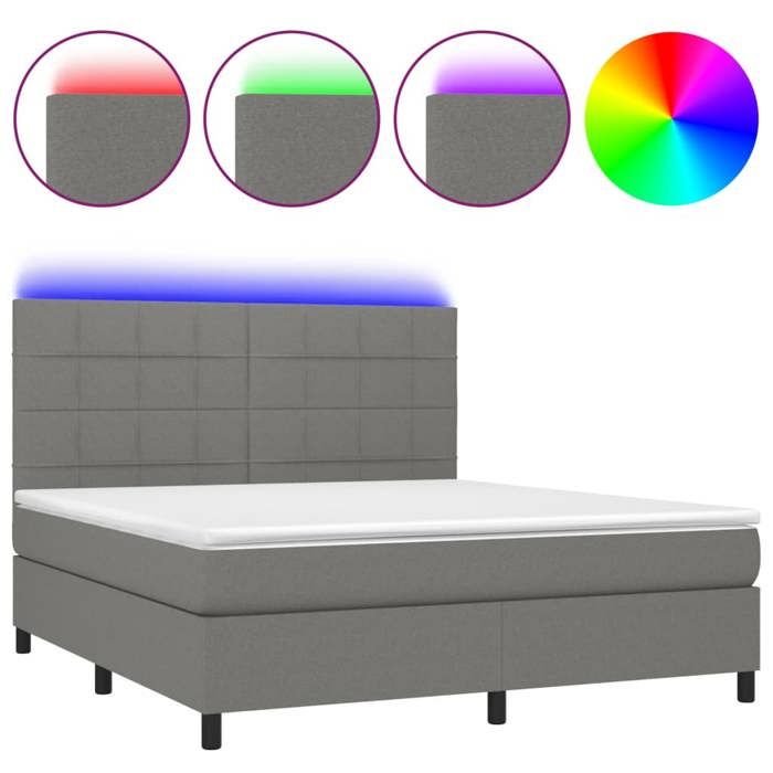 VidaXL Slat Bed Base with Mattress and LED, Upholstered Bed, Double Bed, Adult Bedroom Interior Bed, 3134886