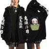 Men Demon Slayer Zipper Hoodie Women Casual Fashion Fleece Long Sleeve Zip-up Pullover Sweatshirts Autumn Winter Print Coat