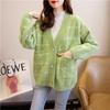 Women's Imitation Mink Cardigan Jacket Autumn and Winter Loose V-neck Button Bottoming Shirt Top for Women