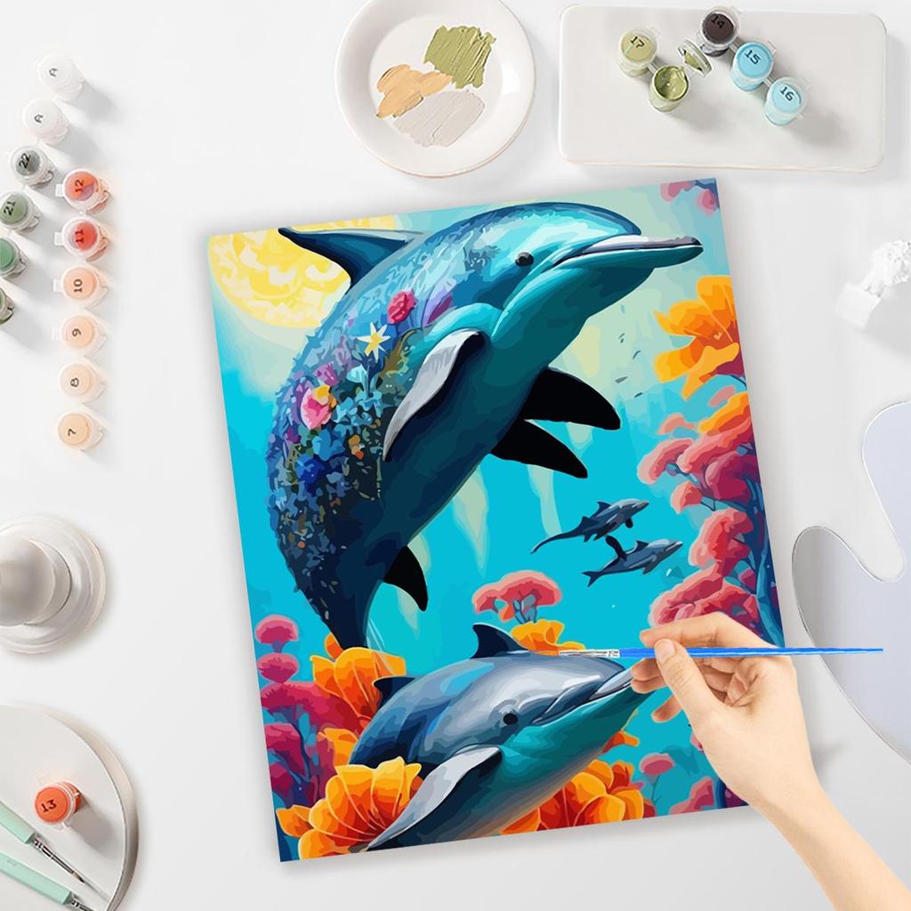 Рамка «сделай сам», картина по номерам, Дельфин, животные, картина по номерам для взрослых, наборы, картина «сделай сам», для украшения дома, 40x50