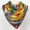 2015 Square Polyester Silk Scarf New Sunflower Pattern 90*90cm Ladies' Satin Sqaure Scarves Printed New Style Women Headscarf