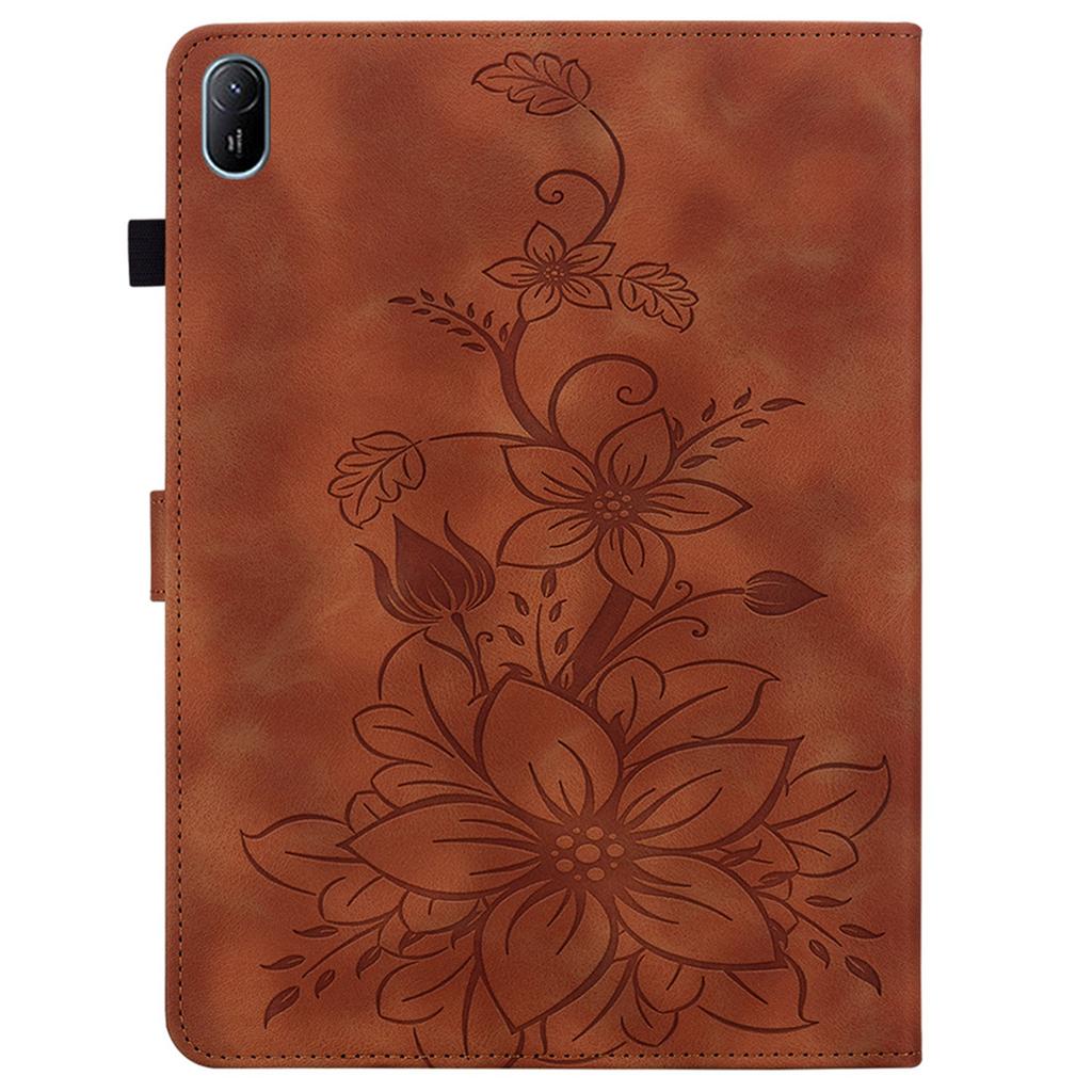 For Huawei MatePad SE 11 Case Lily Flower Imprint Leather Tablet Cover with Card Slots