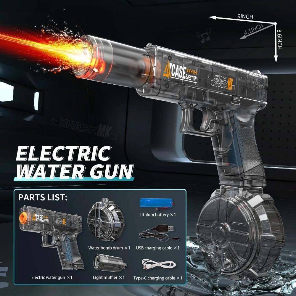 Автоматический электрический водяной пистолет Glock, большой емкости, водяной бластер для летней пляжной вечеринки у бассейна, игрушки для водных сражений для детей и взрослых