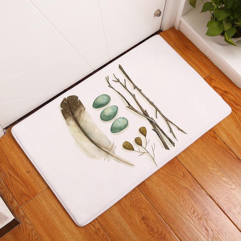 Non-slip Super Soft Carpet Color Feather Printing Bedroom Entrance Door Mat Balcony Living Room Welcome Mat