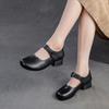 Мода 2025 Осень Новые Ретро Туфли Мамы Кожа первого слоя Одинарные туфли Удобные Туфли женские с круглым носком