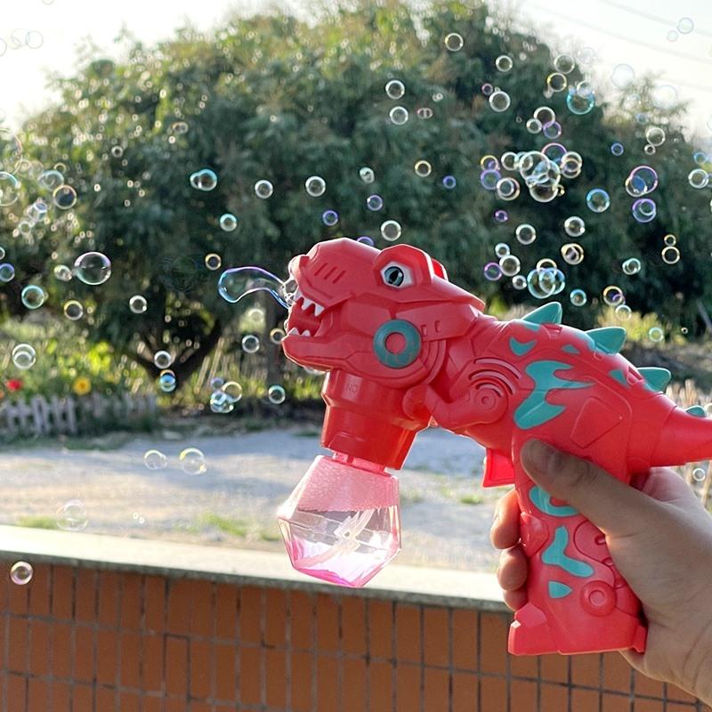 Children'S Dinosaur Bubble Gun Electric Light Music Toy Gun Water Tight Fully Automatic Bubble Machine