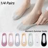 1/4 Pairs Ice Silk Ultra-thin Invisible Socks Anti-slip Women Cotton Boat Seamless Ankle Socks for Girls