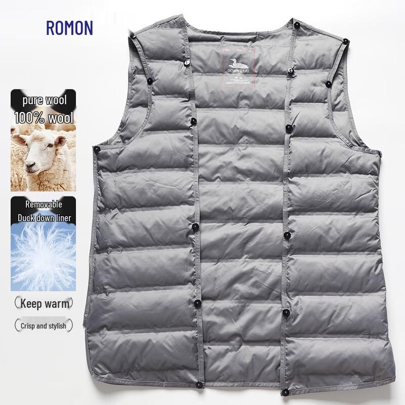 Luomeng Men's Mid-Length 100% Wool & 90% Down Winter Coat