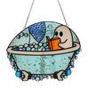 Bath-Time Ghost Reader Ornaments Cute Ghost Reading Book In A Bathtub Acrylic Hanging Suncatcher for Bathroom Window Wall Decoration