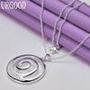 925 Sterling Silver Circular Spiral Zircon Pendant Necklace Wedding Fashion Jewelry