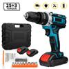 25+3 Torque Electric Impact Drill Cordless Electric Screwdriver Drill Rechargeable Lithium Battery 2 Speeds Household Power Tool
