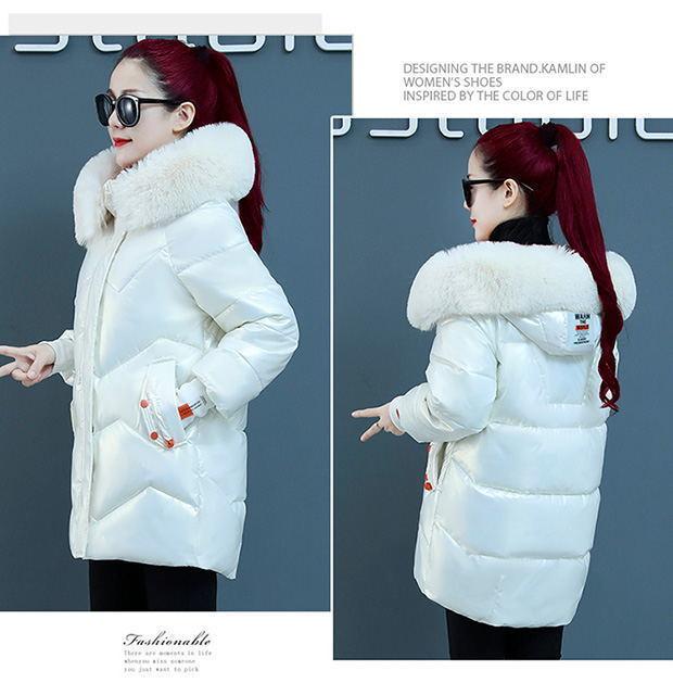 Осень и зима Яркая однотонная с капюшоном большой меховой воротник Свободная повседневная ветрозащитная утепленная теплая короткая женская куртка 5 цветов