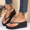 Fashion Summer Wedge Flip Flops for Women 2024 Fashion Clip Toe Platform Slippers Woman Lightweight Thick Bottom Non Slip Beach Sandals