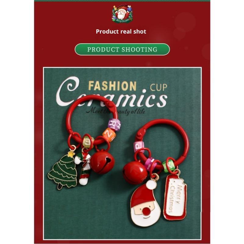 Подвеска для сумки Мультяшная Рождественская бирка Подвеска Рождественская елка Рождество Санта Клаус Брелок Креативный Рождественский венок Олень Брелок для ключей Девочки