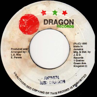 7-дюймовая пластинка RED DRAGON - Anthem НИКАКОЙ Dragon Records 1990 Ямайка Регги, Ска и Даб Б/У