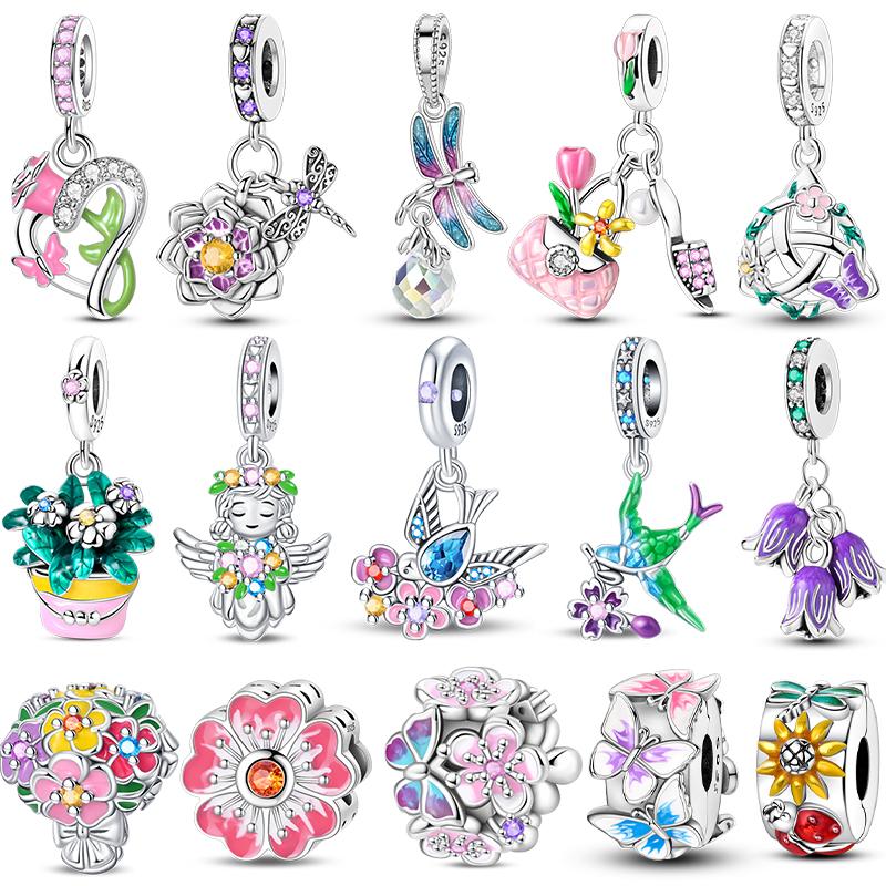 Fit Qikaola Original Bracelet Copper Flower Bird Series Charms Beads For Women Fashion Diy Jewelry Gifts Making