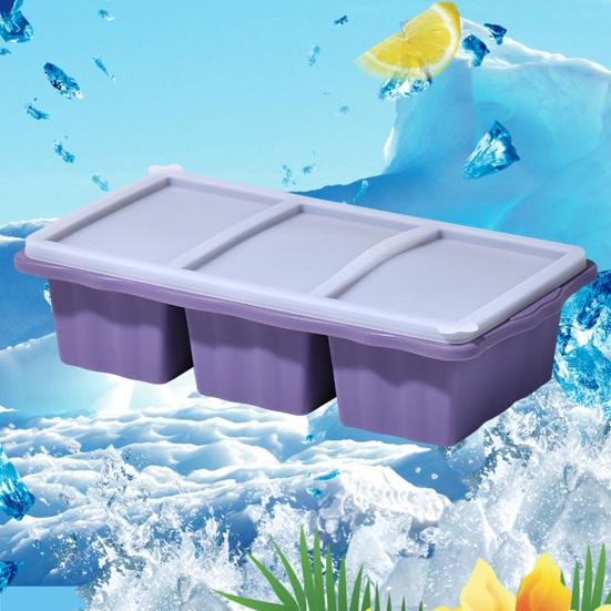 Силиконовый поднос для заморозки с крышкой, 3-секционная силиконовая форма для заморозки супов, соусов, кубиков льда без бисфенола А