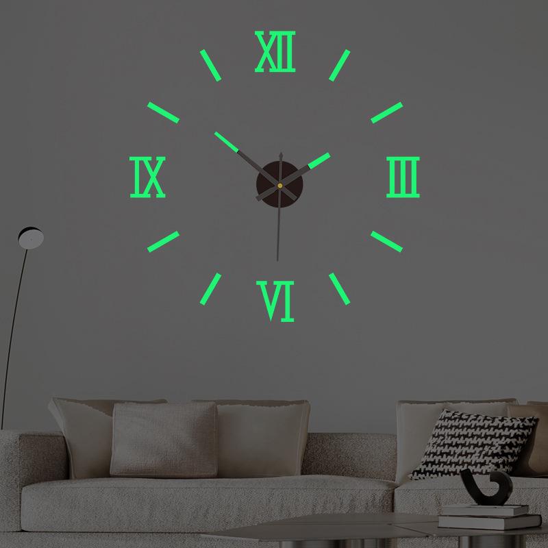 Minimalist DIY Silent Wall Clock with Luminous Decorative Sticker