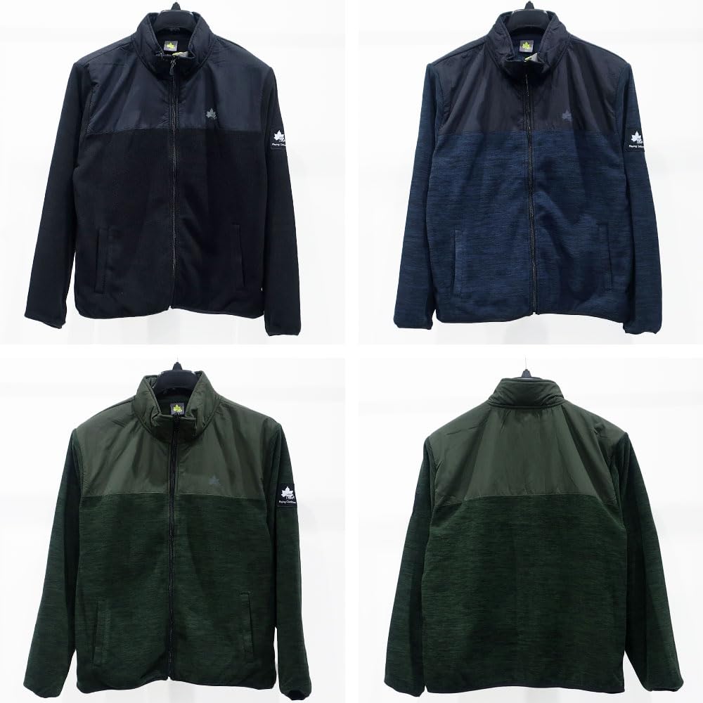 LOGOS park Cationic Fleece Full-Zip Jacket, Men's, Lightweight, Cold Weather, Hoodie Style, Sizes M, L, LL, 10002007 (JP, Alphabet, LL, NAVY)