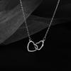 17KM Sweet Pink Zircon Pendant Necklace Heart Bow Chain Choker for Women Jewelry Accessories