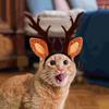 Adjustable Cat Antlers Headband Soft Pet Christmas Headwear Pet Antlers Headwear  Cosplay Party