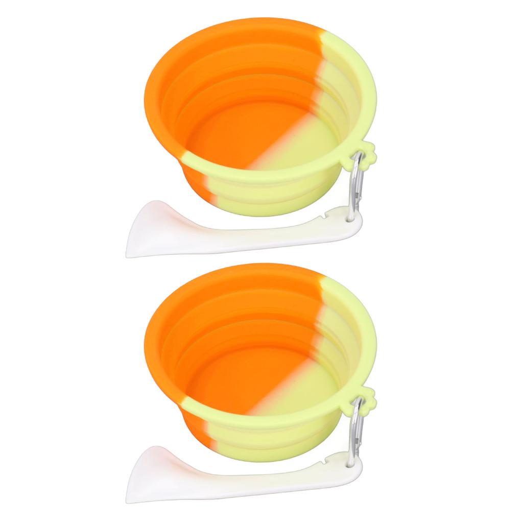 2PCS Foldable Pet Bowl 380ml Silicone Portable Feeding Watering Dish Travel Bowl for Dogs Cats and