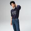 Gap Унисекс хлопковая футболка с принтом логотипа, свободного кроя, с длинным рукавом