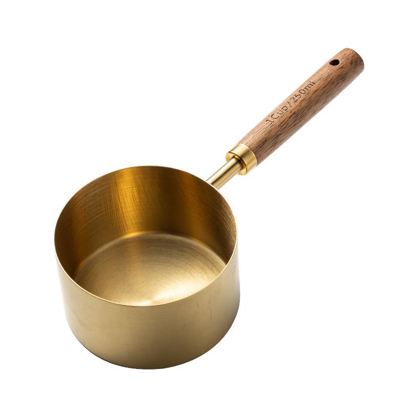 Набор из 8 предметов из нержавеющей стали и грецкого ореха: мерные ложки и чашки для выпечки и кофе