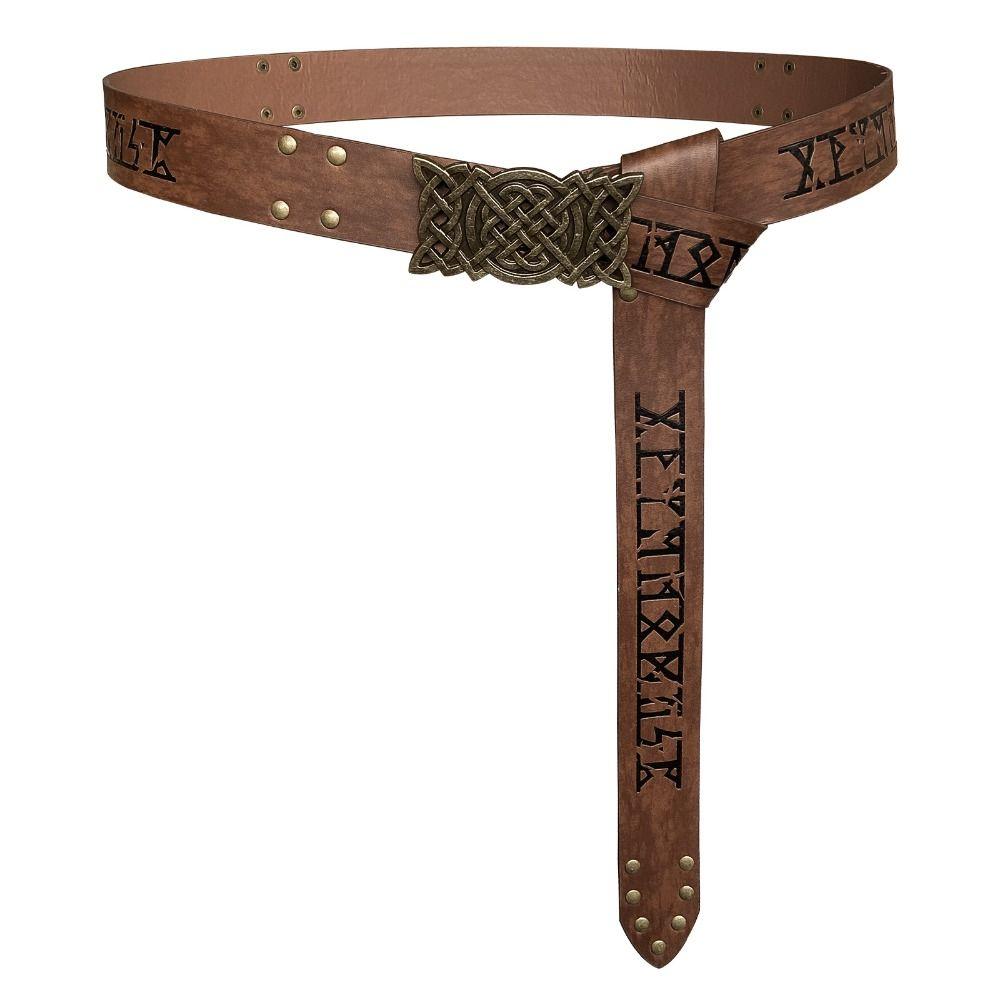 Printing Viking Renaissance Buckle Belt PU Leather Medieval Waistband Cosplay Costume Accessories