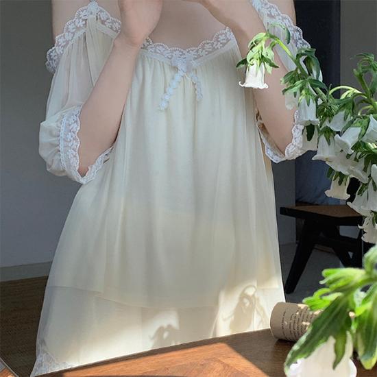 Кружевные пижамы в стиле Pure Desire для женщин, летние простые сетчатые пижамы на бретельках, домашняя меховая пижама в стиле ретро в стиле принцессы